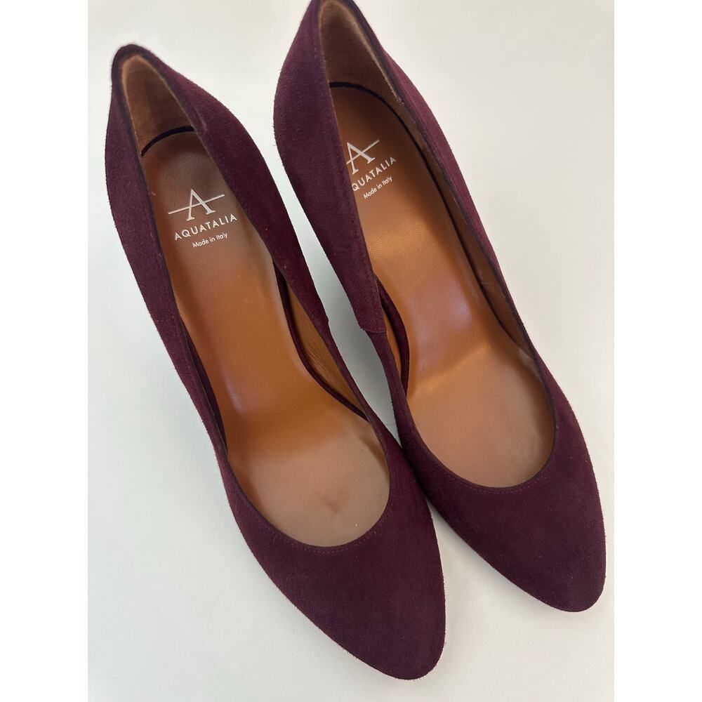 Aquatalia Burgundy Suede Wedge Pumps - Size 7